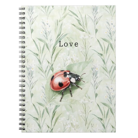 Carnet Coccinelle sur l'amour de feuille (Devant)