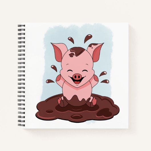 Carnet Cochon Dans La Boue (Devant)