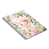 Carnet Cochon mignon aux fleurs roses blanches (Côté Droit)