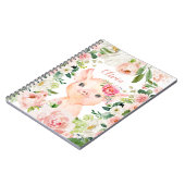 Carnet Cochon mignon aux fleurs roses blanches (Côté gauche)