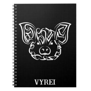 Carnet Cochon tribal noir et blanc