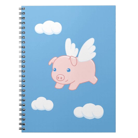 Carnet Cochon volant - Cochon mignon avec ailes (Devant)