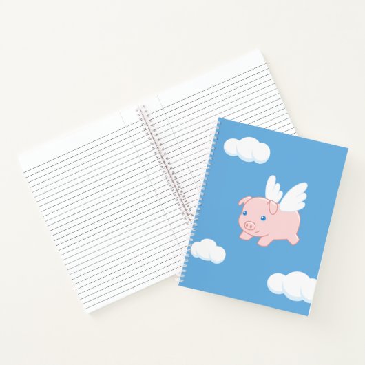 Carnet Cochon volant - Cochon mignon avec ailes (Intérieur)