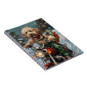 Carnet Cockapoo Chien chevauchant la moto Noël (Côté Droit)