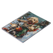 Carnet Cockapoo Chien chevauchant la moto Noël (Côté gauche)