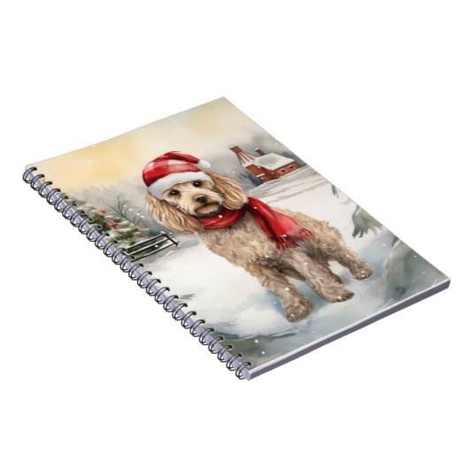 Carnet Cockapoo Dog in Snow Christmas (Côté Droit)