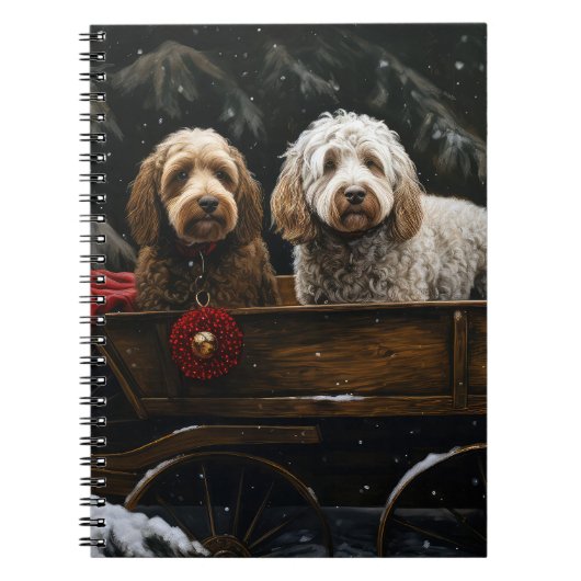 Carnet Cockapoo Traîneau enneigé Décoration de Noël (Devant)