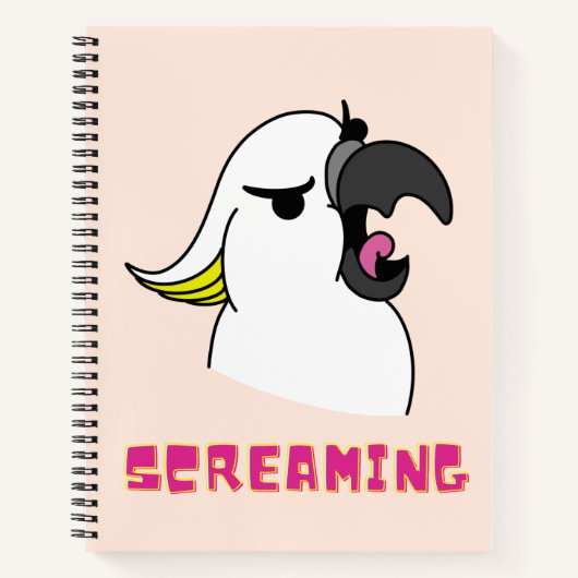 Carnet Cockatoo Drôle Qui Crie Avec Du Texte Rose (Devant)