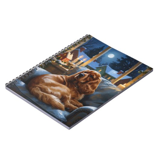 Carnet Cocker Spaniel avec les lumières de Noël (Côté gauche)