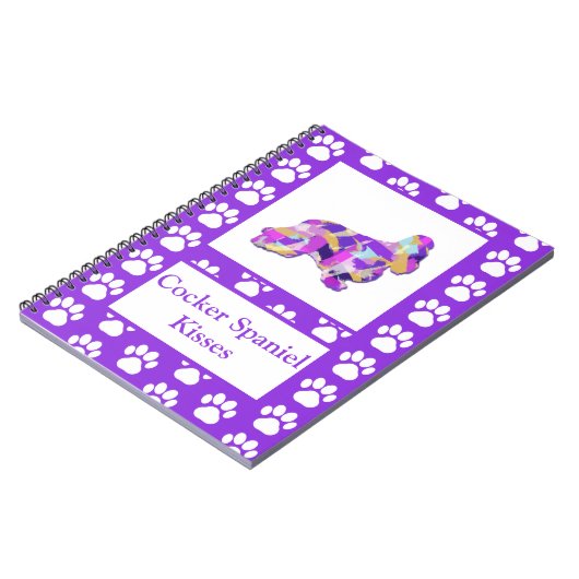 Carnet Cocker Spaniel Bisses Chien Silhouette Purple PY&B (Côté gauche)