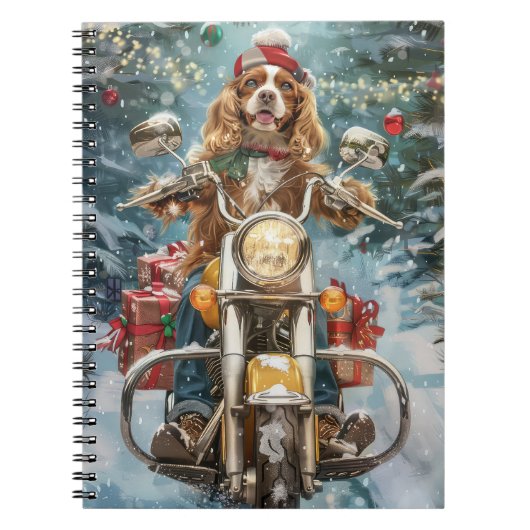 Carnet Cocker Spaniel Chien à Moto Noël  (Devant)