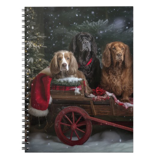 Carnet Cocker Spaniel Enneigé Traîneau Décor Noël (Devant)