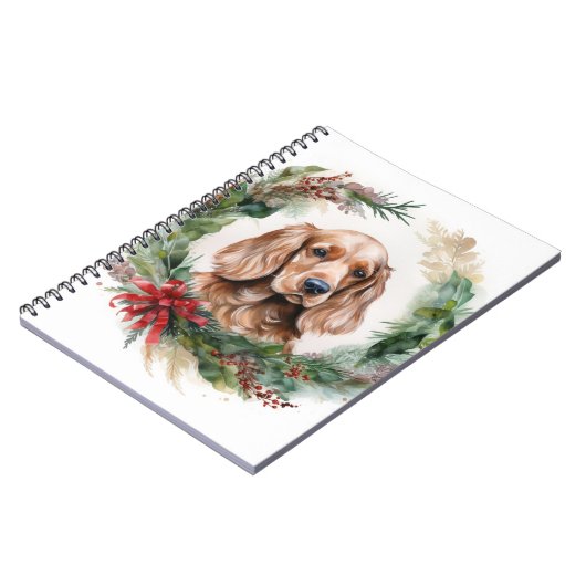 Carnet Cocker Spaniel Noël Wreath Festive Pup (Côté gauche)