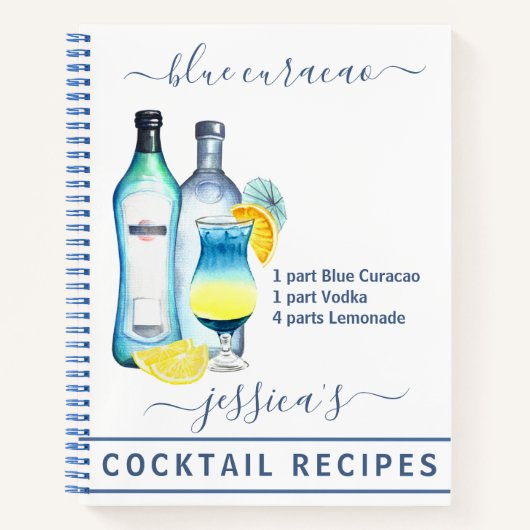 Carnet Cocktail Aquarelle Recette Boissons Mixtes (Devant)