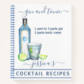 Carnet Cocktail Aquarelle Recette Boissons Mixtes Gin (Devant)