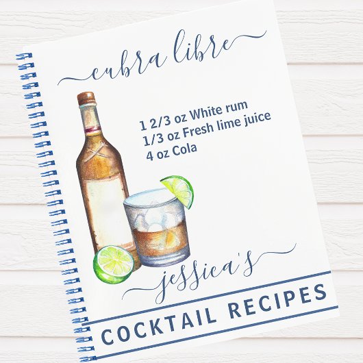 Carnet Cocktail Aquarelle Recette Boissons Mixtes Rhum