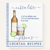 Carnet Cocktail Aquarelle Recette Boissons Mixtes Rhum (Devant)