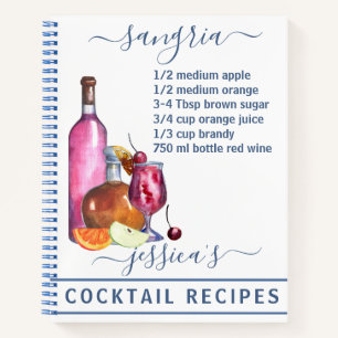 Carnet Cocktail Aquarelle Recette Boissons mixtes Sangria