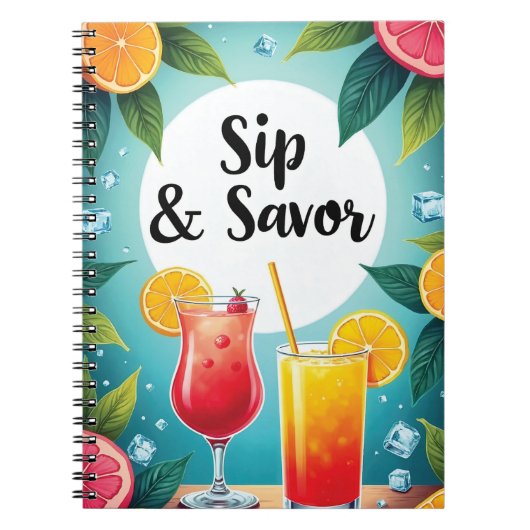 Carnet Cocktail et roses (Devant)