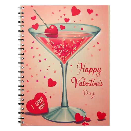 Carnet cocktail Martini de la Saint-Valentin du milieu du (Devant)