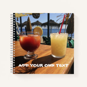 Carnet Cocktails au bord de la mer Texte personnalisé