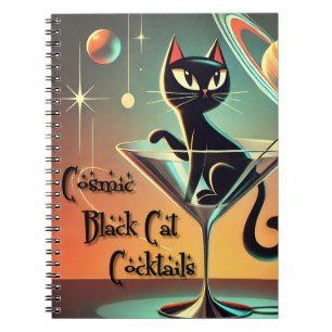 Carnet Cocktails de chat noir cosmique futuriste atomique