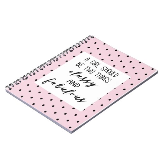 Carnet coco Chanel, pois roses et mignons, citation (Côté gauche)