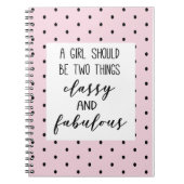 Carnet coco Chanel, pois roses et mignons, citation (Devant)