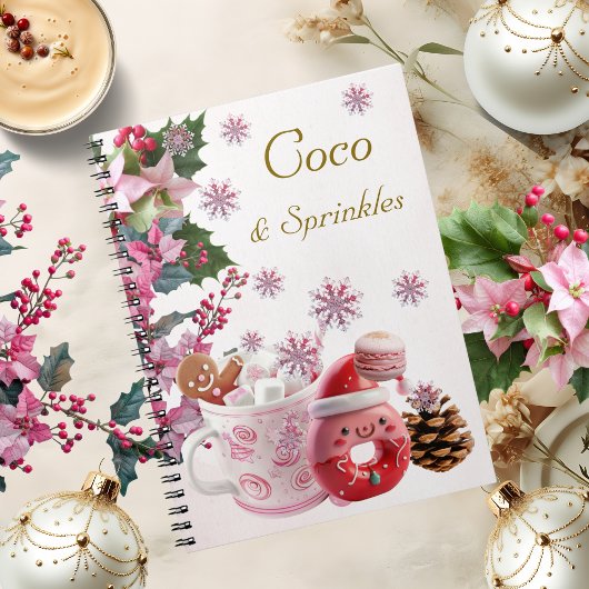 Carnet Coco de Noël rose pastel et arroses