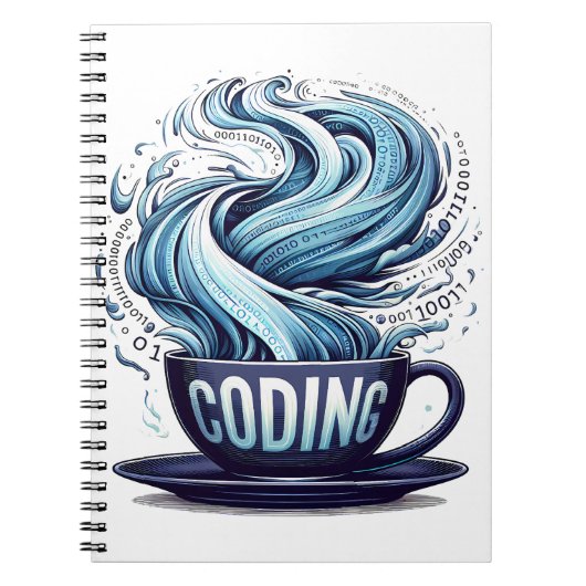 Carnet Codage bleu ton Café Numéros binaires Programmateu (Devant)