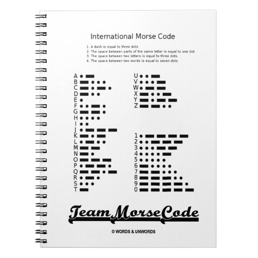 Carnet Code Morse de l'équipe (points et tirets de commun (Devant)
