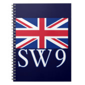 Carnet Code postal SW9 de Londres avec Union Jack (Devant)