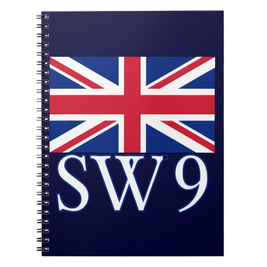 Carnet Code postal SW9 de Londres avec Union Jack (Devant)