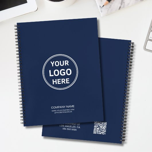 Carnet Code QR de logo personnalisé minimal moderne bleu