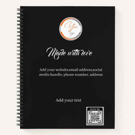 Carnet Code QR de logo simple Entreprise blanc (Devant)