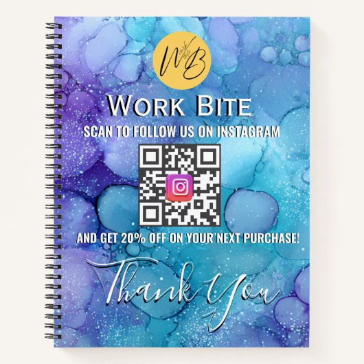 Carnet Code QR Instagram Entreprise Aquarelle Merci (Devant)