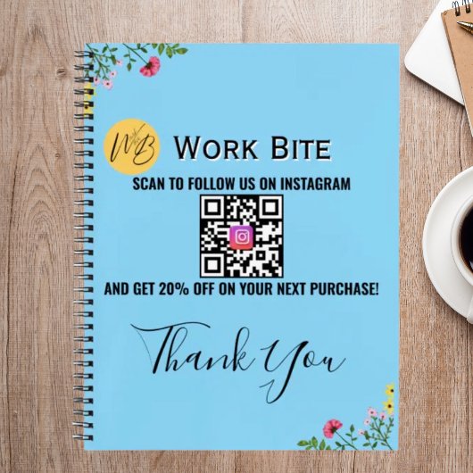 Carnet Code QR Instagram Entreprise Wildflower Merci