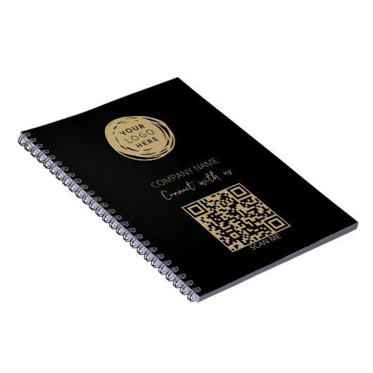 Carnet Code QR Logo d'entreprise Noir moderne (Côté Droit)