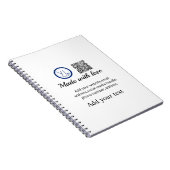 Carnet Code QR minimal simple ajouter un logo nom de code (Côté Droit)