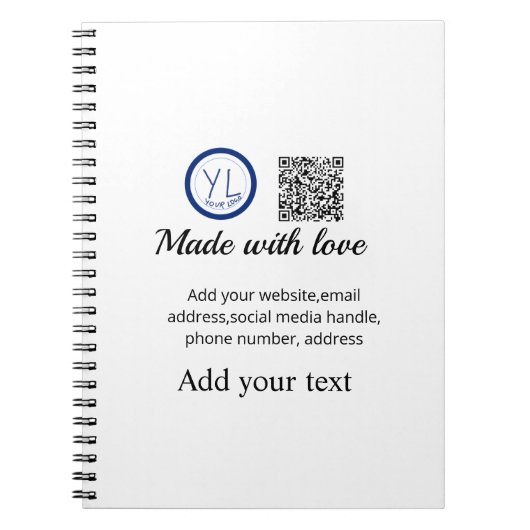 Carnet Code QR minimal simple ajouter un logo nom de code (Devant)