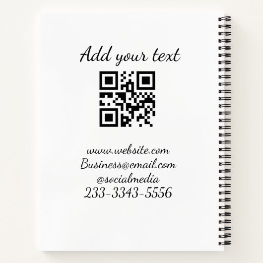 Carnet code QR personnalisé simple ajoutez votre nom text (Dos)