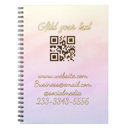 Carnet code QR personnalisé simple ajoutez votre nom text (Devant)