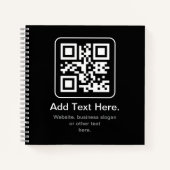 Carnet Code QR scannable moderne | Noir Blanc & Gris (Devant)