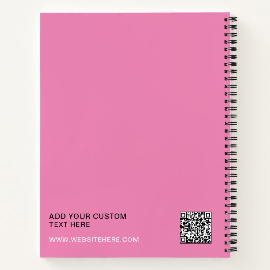 Carnet Code QR Simple Texte Logo Rose (Dos)