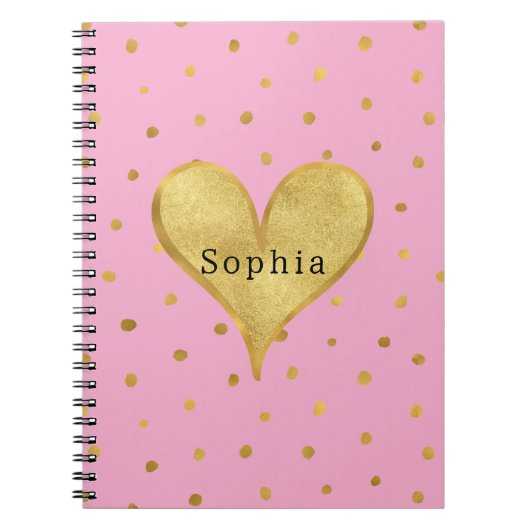 Carnet Cœur à points en or rose (Devant)