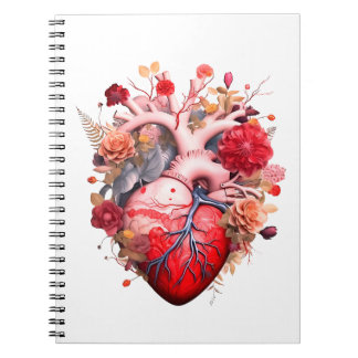 Carnet Coeur anatomique avec fleurs