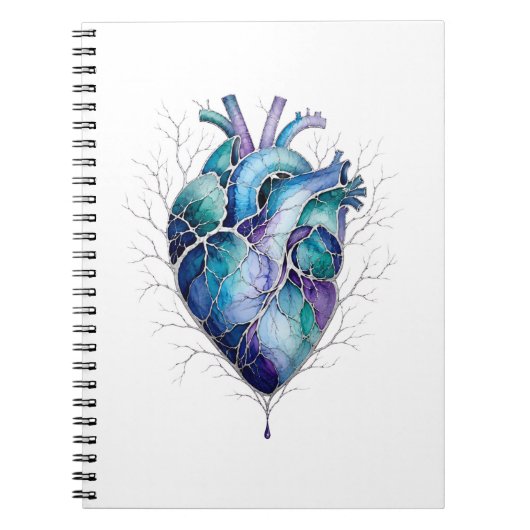 Carnet Cœur Anatomique Bleu et Violet (Devant)