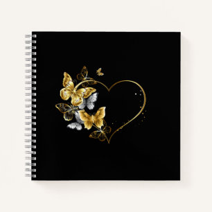 Carnet Coeur aux papillons d'or