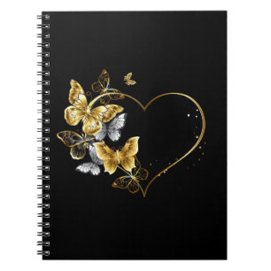 Carnet Coeur aux papillons d'or