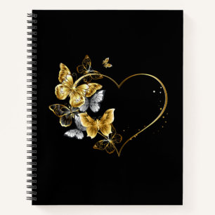 Carnet Coeur aux papillons d'or